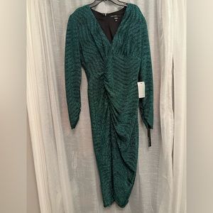 Shimmery Green/ Blue / Black Rouched Maggy London Dress